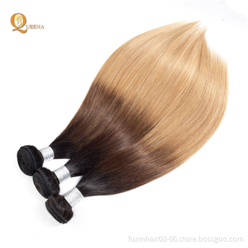 3 Tone Color Ombre Hair 1b/4/27 Closure With Human Hair Weave Bundles Ombre Hair Extensions